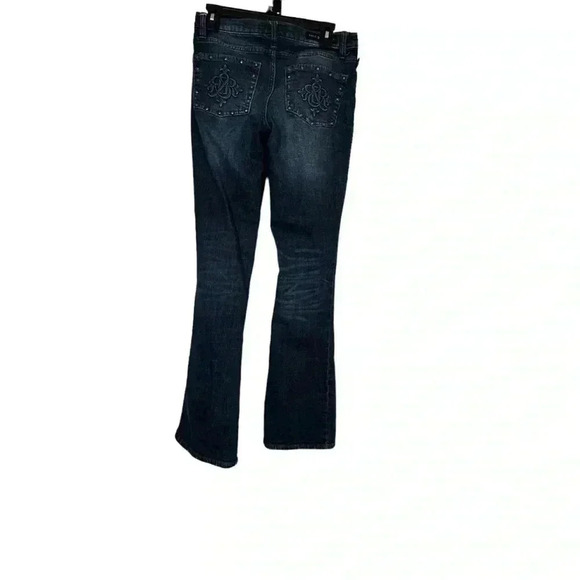 Rock & Republic Kasandra Bootcut Jeans Sz 8M Dark Wash Blue Distressed Studded - Picture 13 of 16